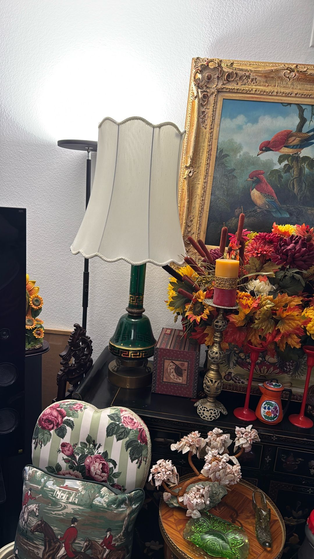 Antique Green Glass Lamp 