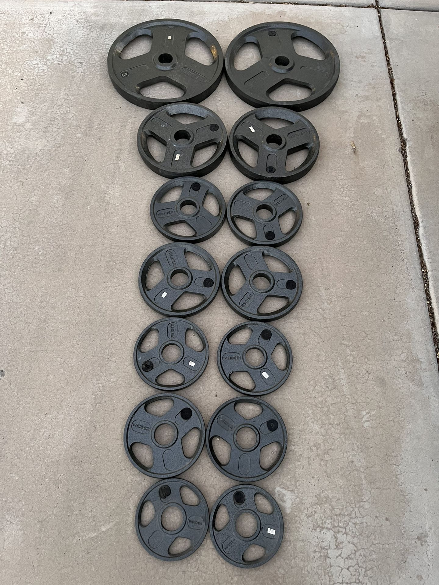 Weider 205lb Olympic Weight Plate Set 2.5-45