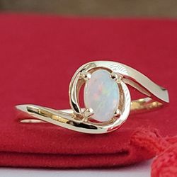❤️14k Size 8.25 Precious Solid Yellow Gold Oval-Cut Opal Gemstone Ring!/ Anillo de Oro con 1 Ópalo! 👌🎁Post Tags: Anillo de Oro