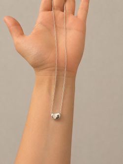 Authentic Tiffany & Co. Elsa Peretti Bean Pendant Necklace in Sterling Silver (.925).