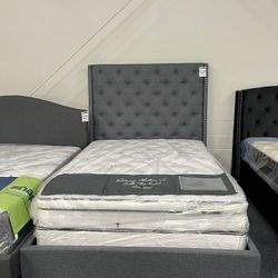 Gray queen bed frame 