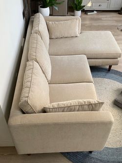 All Modern Beige Fabric Upholstered Sofa