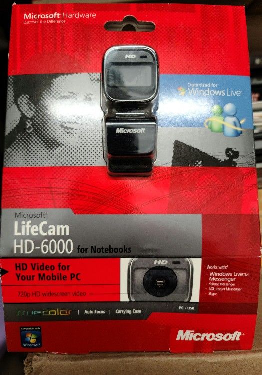 Microsoft LifeCam HD-6000 720p HD Webcam for Notebooks - Black