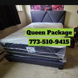 Brand New Queen Bed Frame With Mattress & Box Spring For Only $349 🚨 Ready For Delivery 🚚 