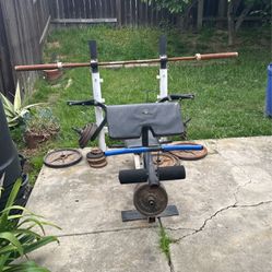 Weight Bench, Olympic Bar, 300lbs In Weight