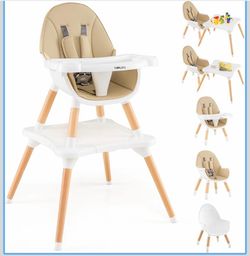 BABY JOY 6 in 1 High Chair, khaki color