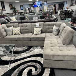 Gray Sofa Sectional w/ Reversible Chaise 