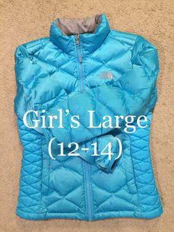 NORTH FACE / WARM “550 Down” Thick Insulated Puffy Coat Jacket / Girls Large (12-14) L / Retails $160+Tax / Like New w/o Tags!! / Sapphire Blue