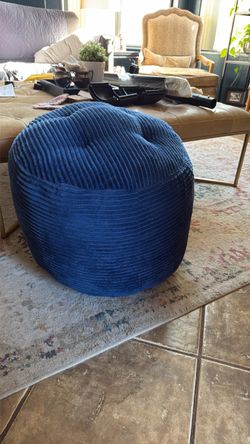 Blue Poof Footstool