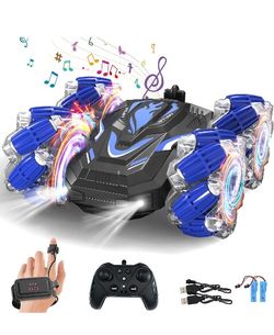 New Gesture Sensing RC Stunt Car with Lights Music, Hand Gesture Remote Control Car 360° Spins Double Side Controlled RC Car Birthday Gifts Toys for 6
