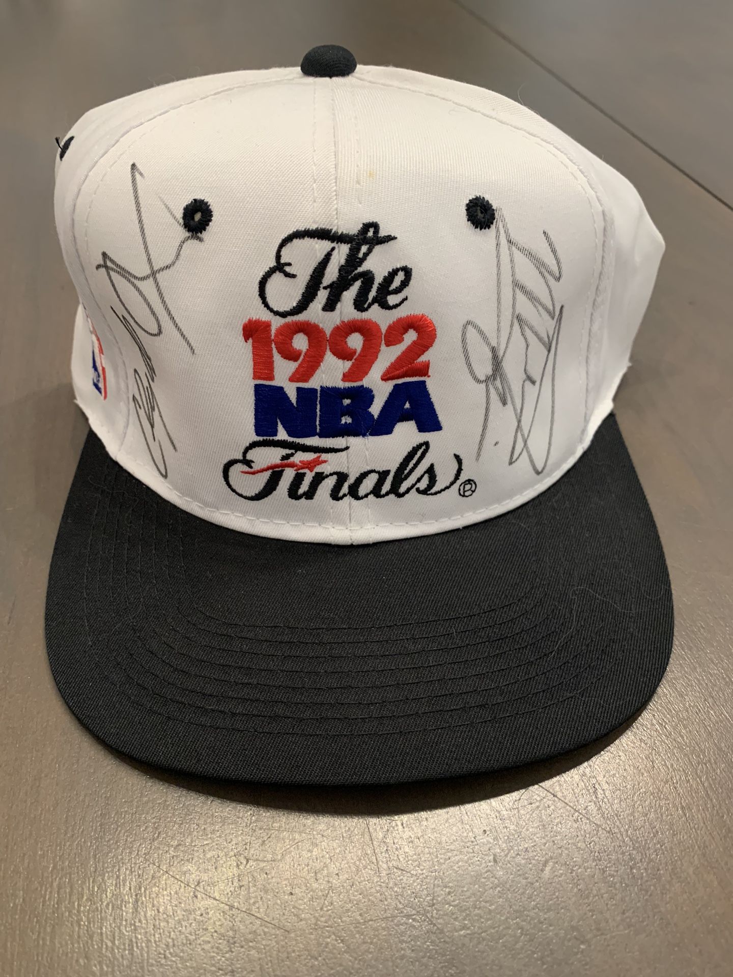 Michael Jordan & Clyde Drexler Signed Auto 1992 NBA Finals Hat