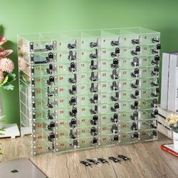 Layhit Clear 60-Slot Locking Cell Phone Storage Cabinet