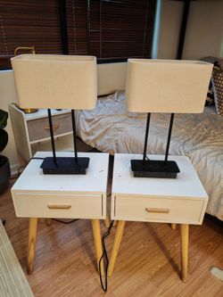 Pair of Mid-Century Modern Nightstands (no lamps)