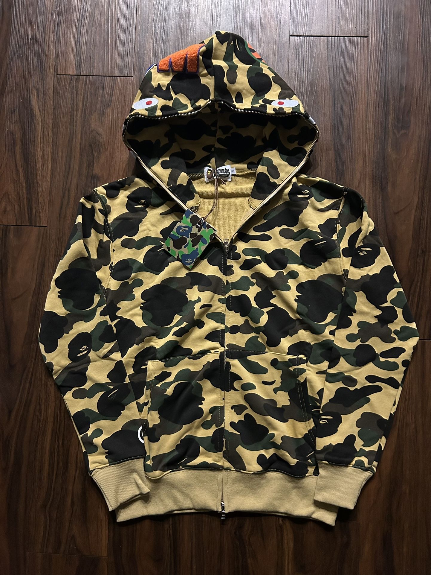 Bape 1st Camo Shark Full Zip Hoodie ‘Yellow’