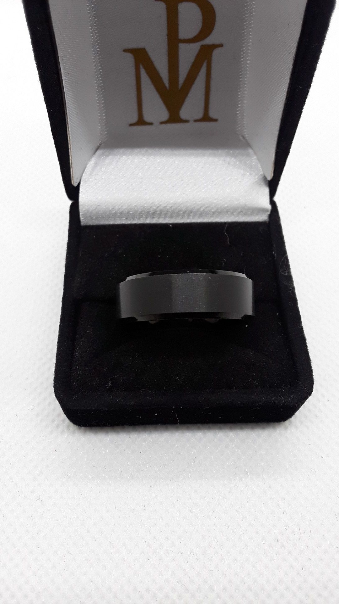 Size 12 Mens black steel engagement wedding ring promise ring