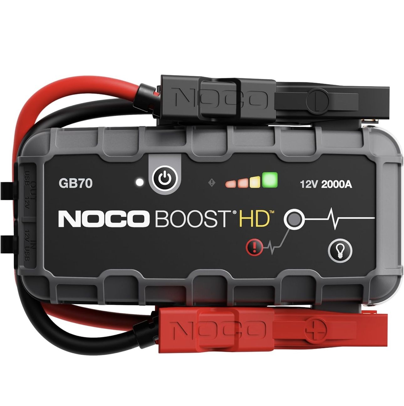 NOCO Boost GB70: 2000A UltraSafe Jump Starter – 12V Lithium Battery Booster Pack, Portable Jump Box, Power Bank & Jumper Cables - for 8.0L Gas and 6.0
