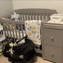 Delta Children Mason 6-in-1 Convertible Crib and Changer, Gray