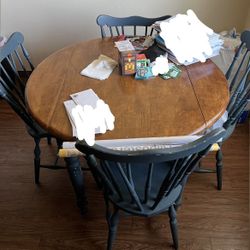 Wood Table With All 4 Chairs 