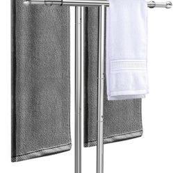Kayfia 40" Standing Towel Rack with Weighted Marble Base, Width Adjustable & Taller Bathroom Towel Rack Stand, 2-Tier Towel Racks for Bathroom, Multip