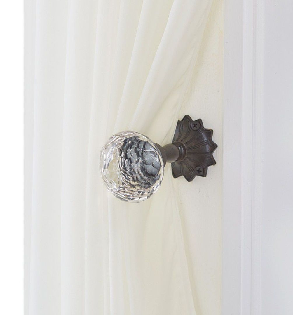 Vintage Crystal Door Knob Curtain Tie Back - 2 Knobs
