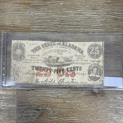 $.25 1863 Montgomery Alabama AL Obsolete Currency Civil War 