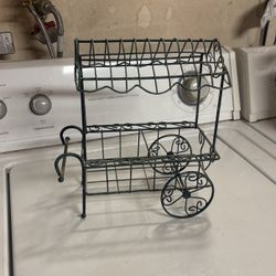 Adorable Iron Green Flower Cart Approx 11” Tall By 5” Wide Perfect For Small Flower Pots 🌹