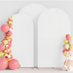 Wokceer Set of 3 Wedding Arch Covers (7.2ft, 6.6ft, 6.6ft, 6ft), Adjustable Spandex Wedding Arch Covers for Birthday Party Ceremony Banquet Decoration