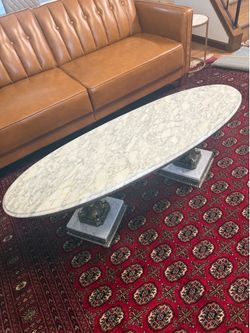 Vintage Italian Hollywood Regency Long Oval Surfboard Marble Top