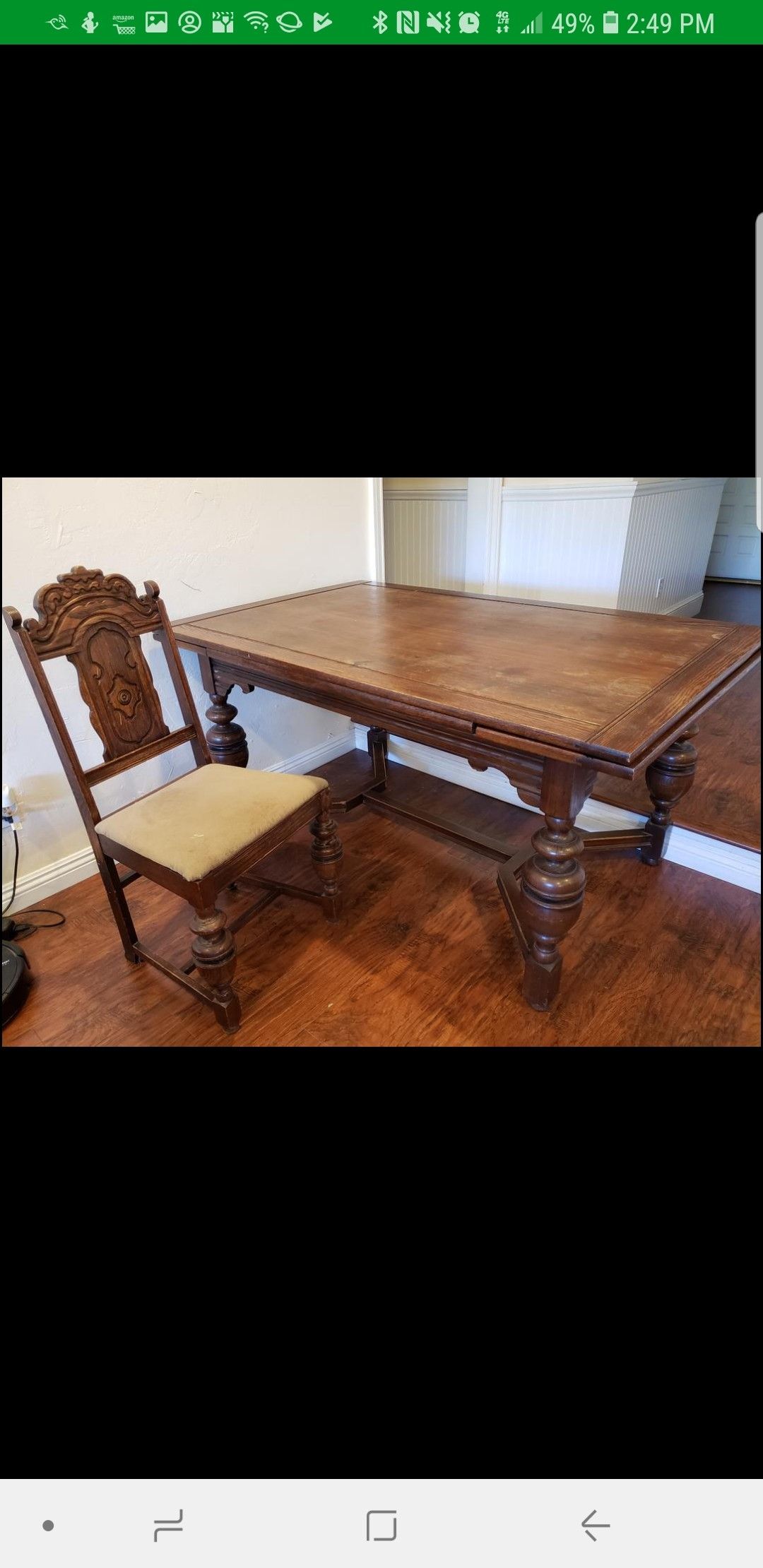 1920's Jacobean revival dining table & 6 chairs antique