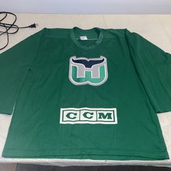 Ccm Hartford Whalers Jersey Green Mens Large Vintage 90s NHL Clean Practice Mic