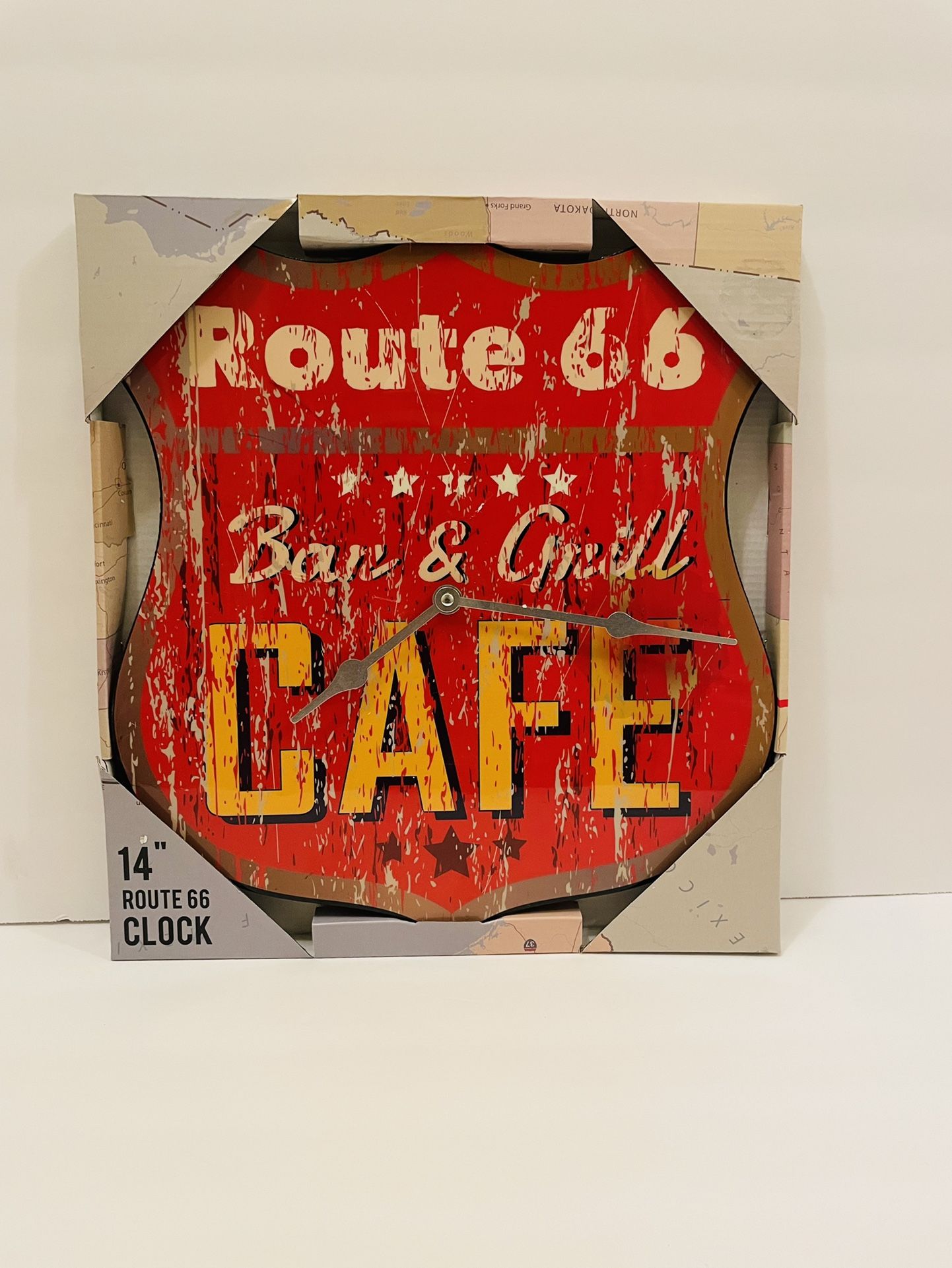 14” Route 66 Wall Clock Bar Game Room Man Cave Garage By TMD Holdings