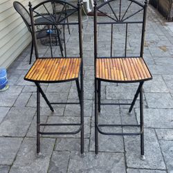 2 Bamboo And Metal Bar Chairs Ex Cond 45” H 15” W 25” D 