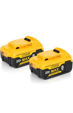 Replacement 20V 8.0Ah Lithium-Ion Battery (2-Pack) for DCB200, DCB205, DCB206