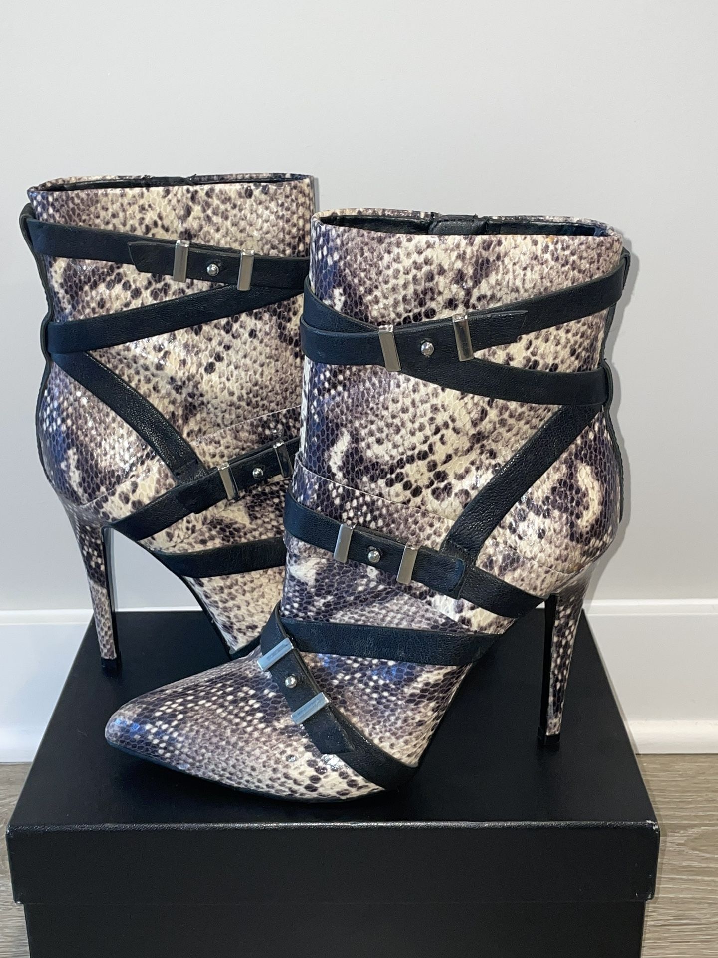 GUESS Vintage Snakeskin Black Stap Bootie