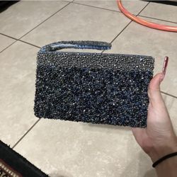 Blue And Grey Beaded Wallet