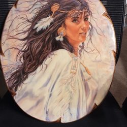 Large Wall Plaque Young Woman Native American Indian 