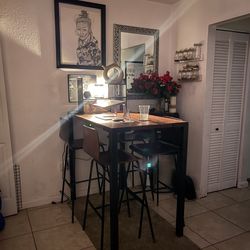 CB2 High Top Dining Table And Chairs