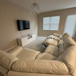 Juego de sala de cuero  Con Sillas reclinables