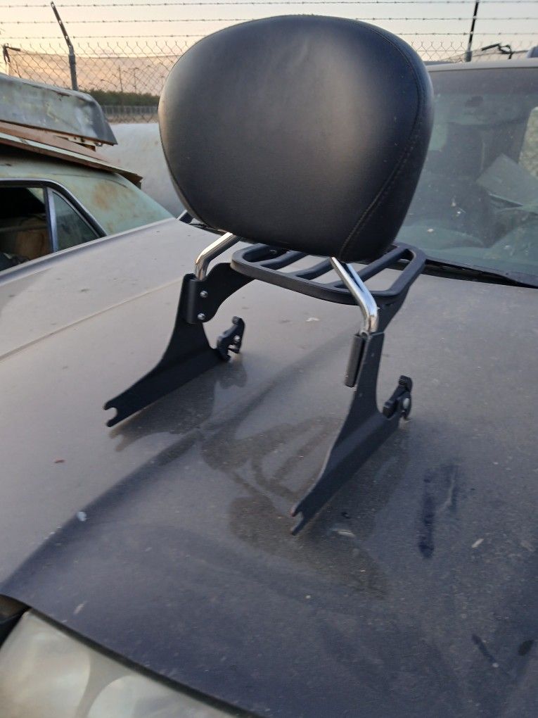 Black Leather Harley Davidsons Back Rest Rack