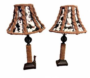 Black And Brown Cow Print Lamp Set 🤍