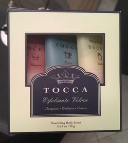Brand New TOCCA Body Scrubs Set Bath Wash Lotions Travel Trio Grapefruit Green Tea+ Great Gift