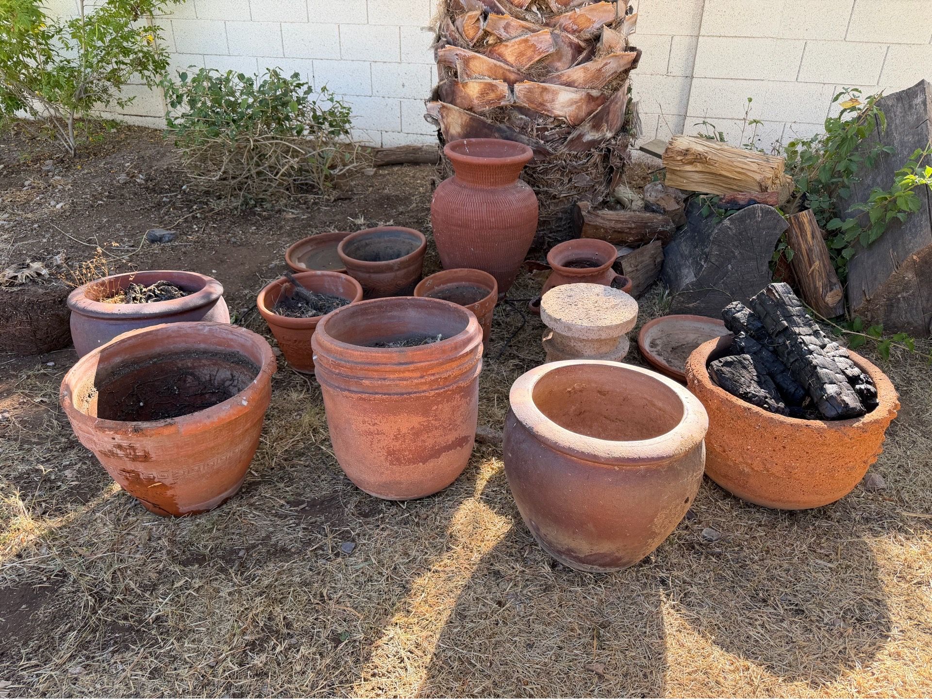 Lots of terracotta clay planters