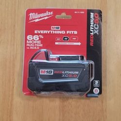 Milwaukee M18- 5.0 Battery- Brand New