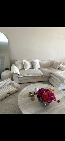 Cream Sofa + Chaise + Pillows | $350