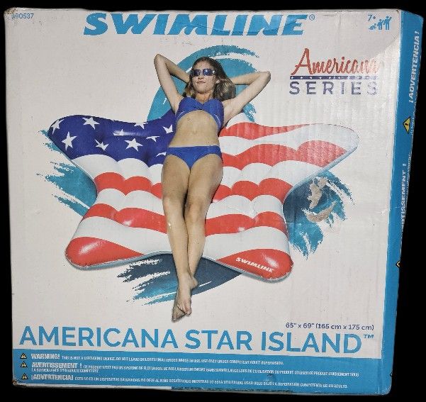 Swimline Americana Star Island - Patriotic Pool Float For Outdoor Summer Fun