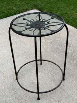 Metal End Table - Antique Brass Color