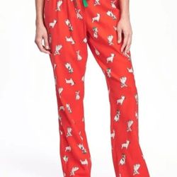 Old Navy Christmas Dog Red Pajama Bottom 100% Cotton Size L