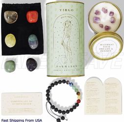 VIRGO Zodiac Crystal Healing Stones Kit, Astrology Horoscope Gift w/ Candle