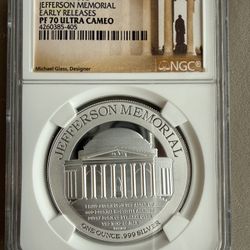 2015 1oz NGC PF70ULTRA CAMEO JEFFERSON MEMORIAL SILVER COIN 