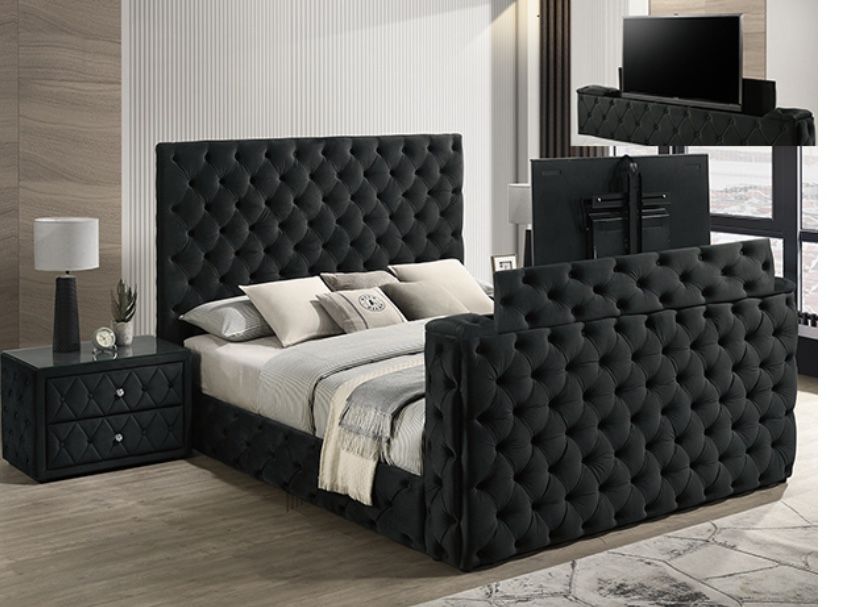 NEW QUEEN AND KING SIZE BED WITH TV STAND INCLUDING MATTRESS